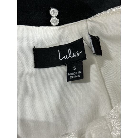 Lulus White Beaded Fringe Mini Skirt Women’s Small 100% Polyester Party Glam - Picture 5 of 9